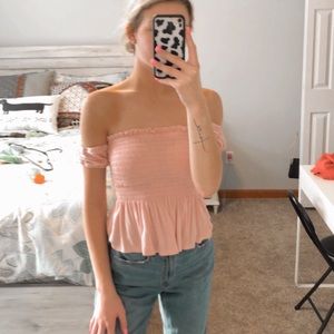 pink off the shoulder top